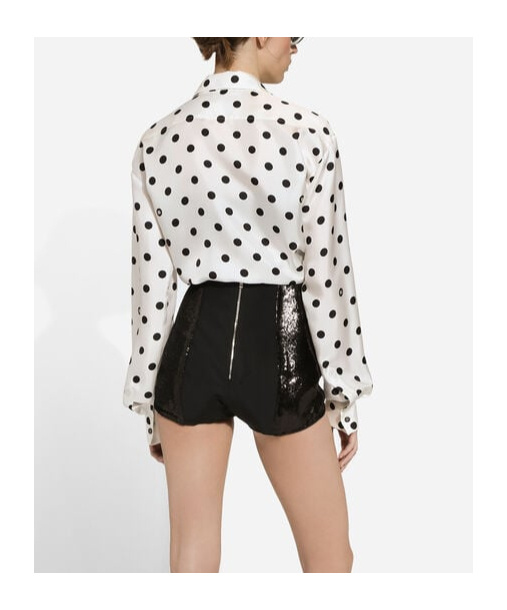 Shop Dolce & Gabbana Polka-dot Silk Shirt In White