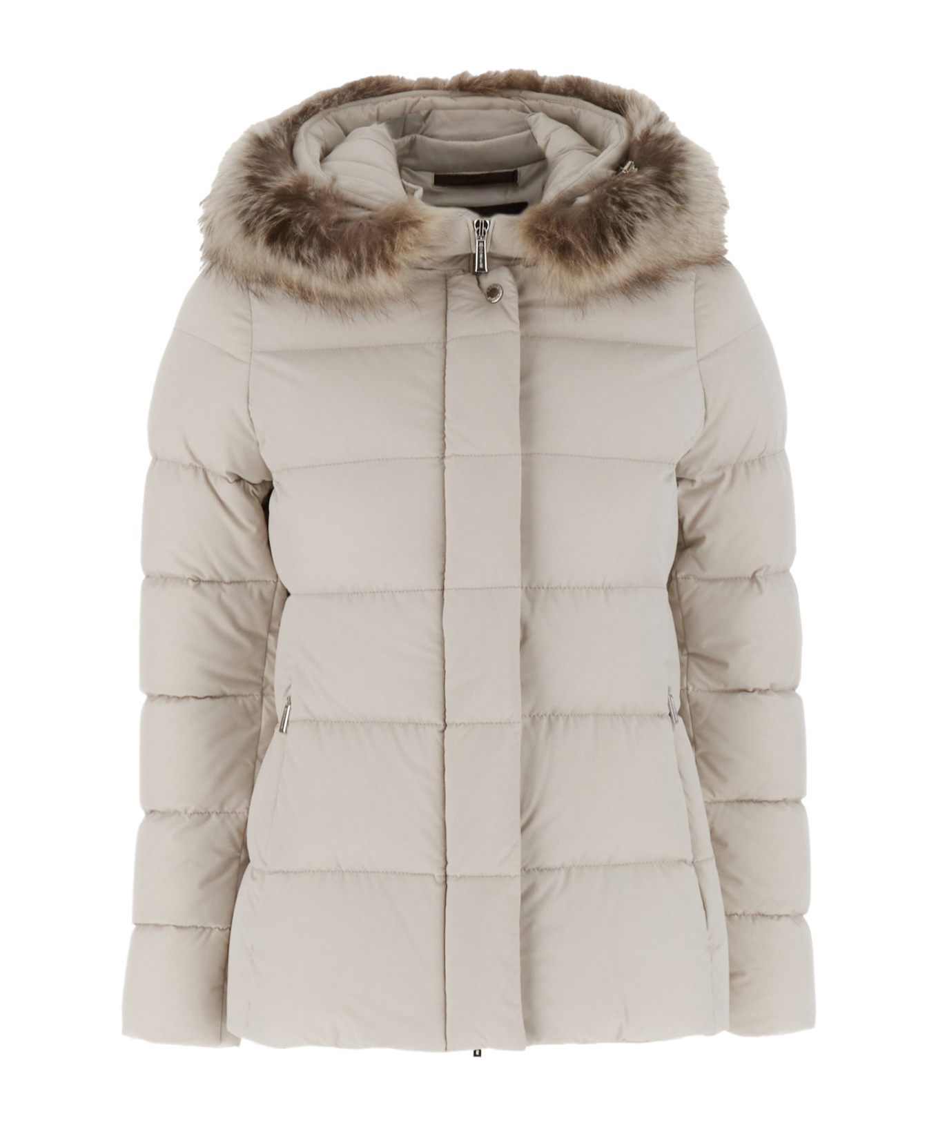 Moorer Light Grey Nylon Blend Down Jacket In White