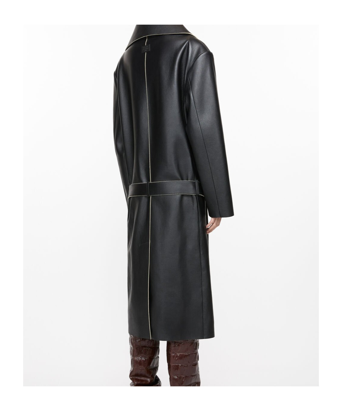 Acne Studios Double-breasted Leather Coat In Black