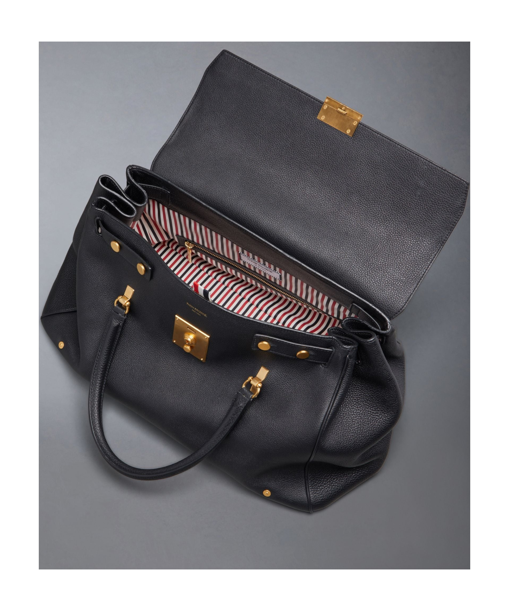 Thom Browne Mr. Thom Leather Holdall In Black