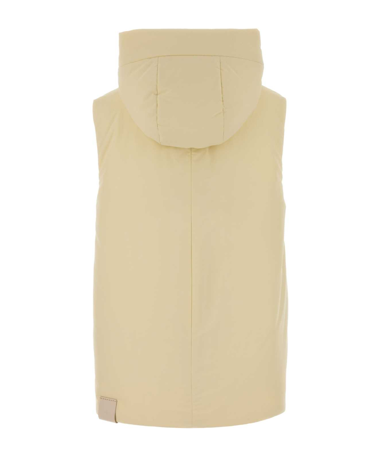 Jil Sander Hooded Sleeveless Padded Down Coat In Yellow
