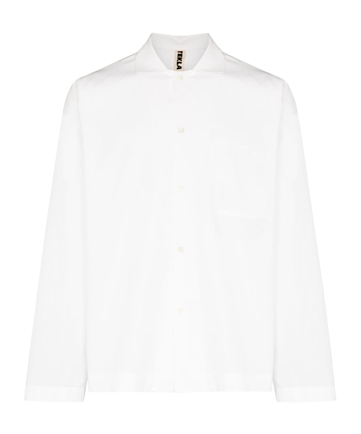 Tekla Buttoned Poplin Pajama Shirt In White