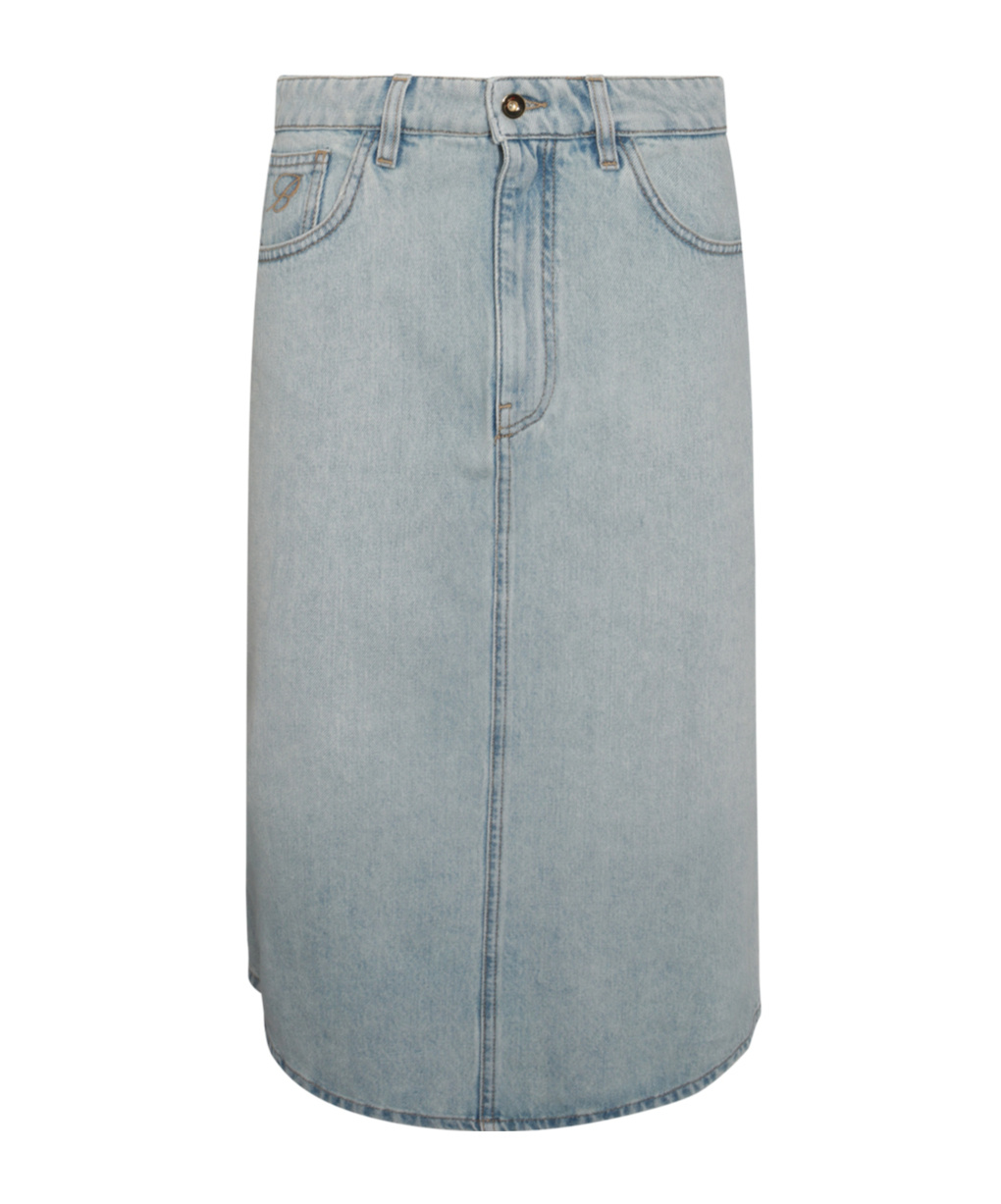 Blumarine Blue Cotton Denim Skirt In Gray