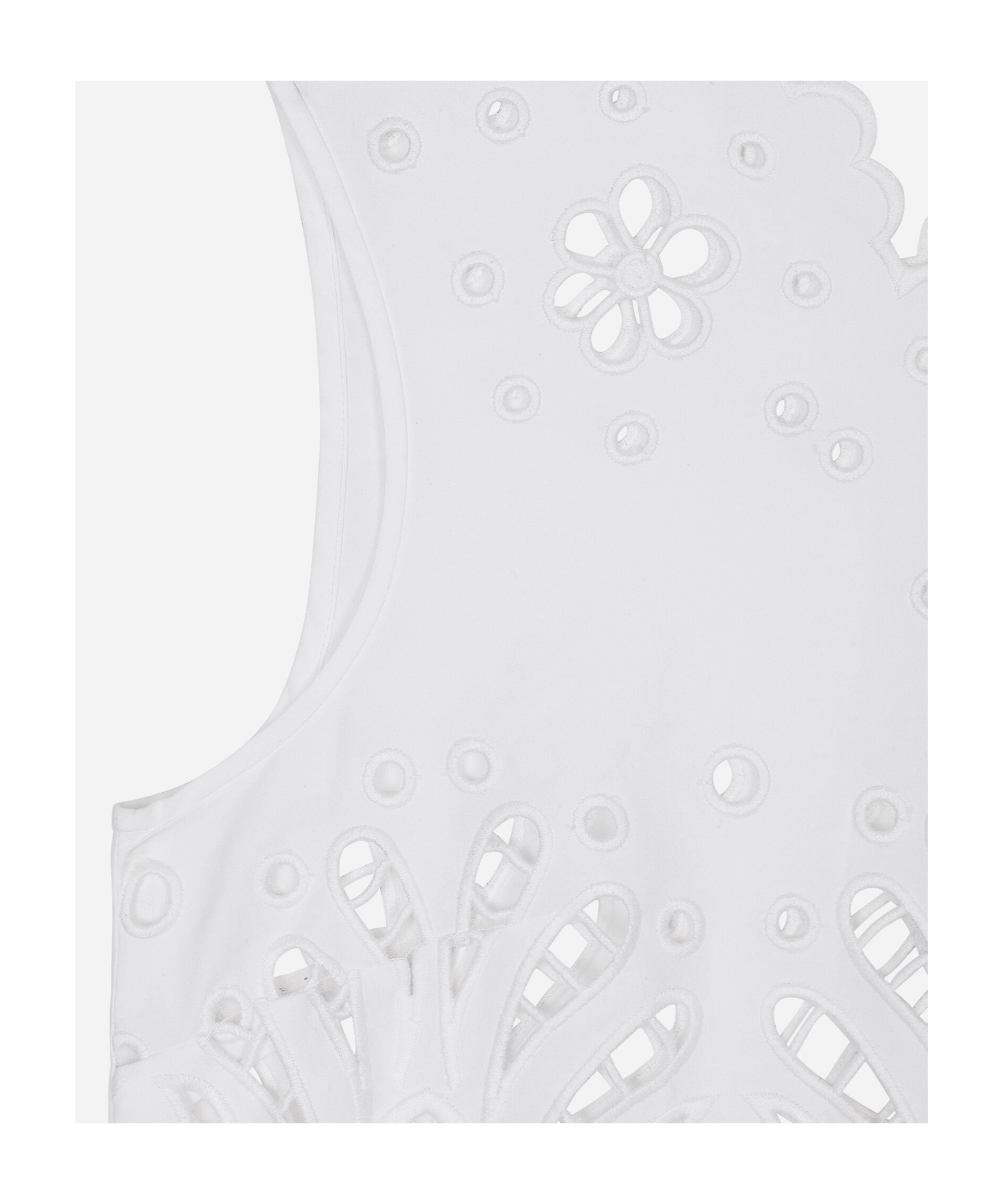 Dolce & Gabbana Cutout Embroidered Cotton Popeline Crop Blouse In White