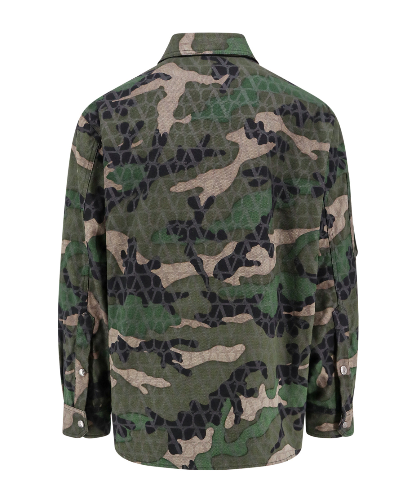Valentino Men Cotton Jacket With Camouflage Motif In Black