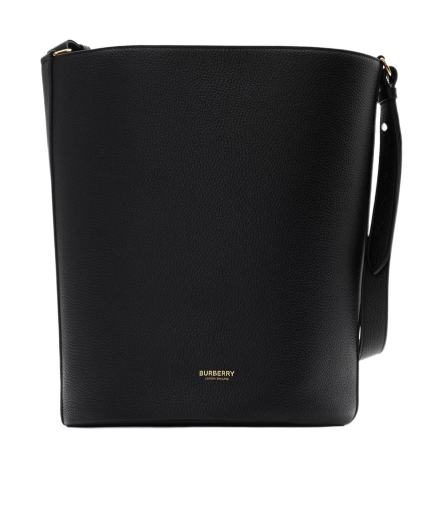 Burberry Medium Bucket Shoulder Bag In Black