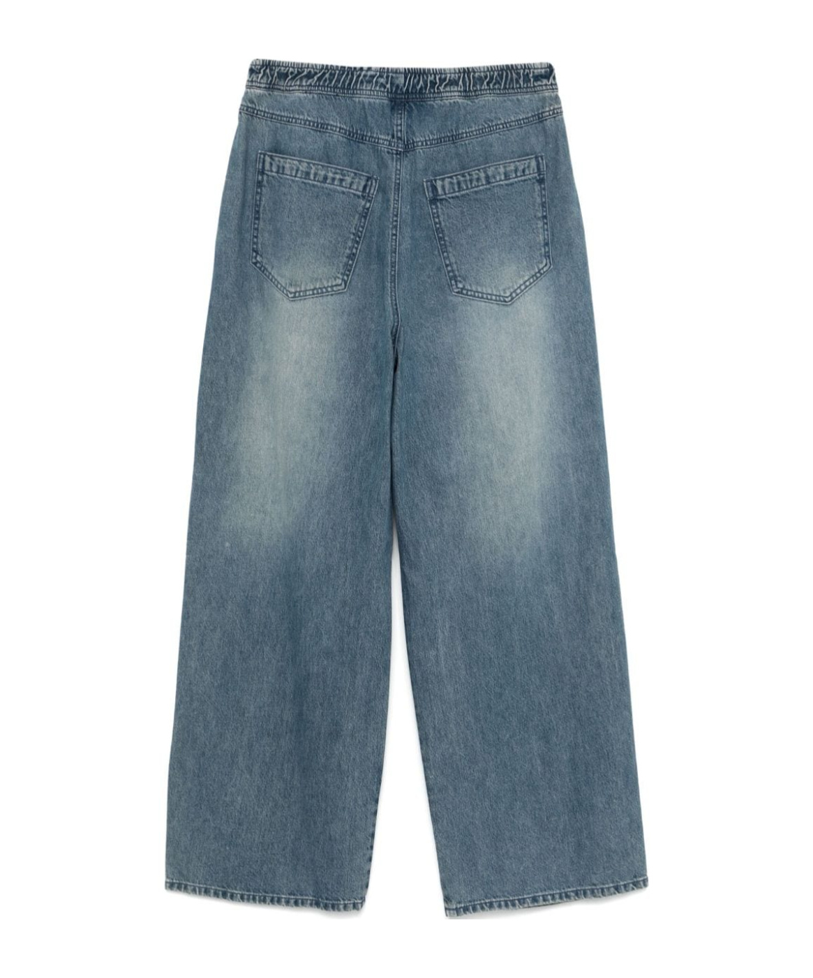 Wooyoungmi Wide Leg Drop Crotch Denim Trousers In Blue