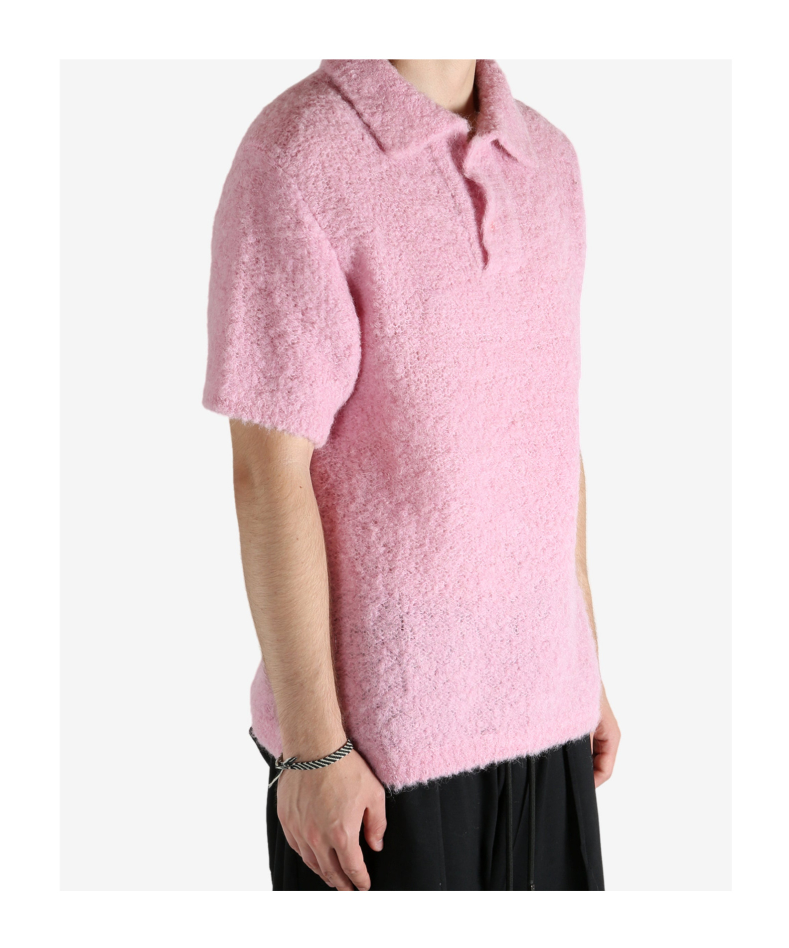 Erl Gender Inclusive Alpaca Blend Polo Sweater In Pink