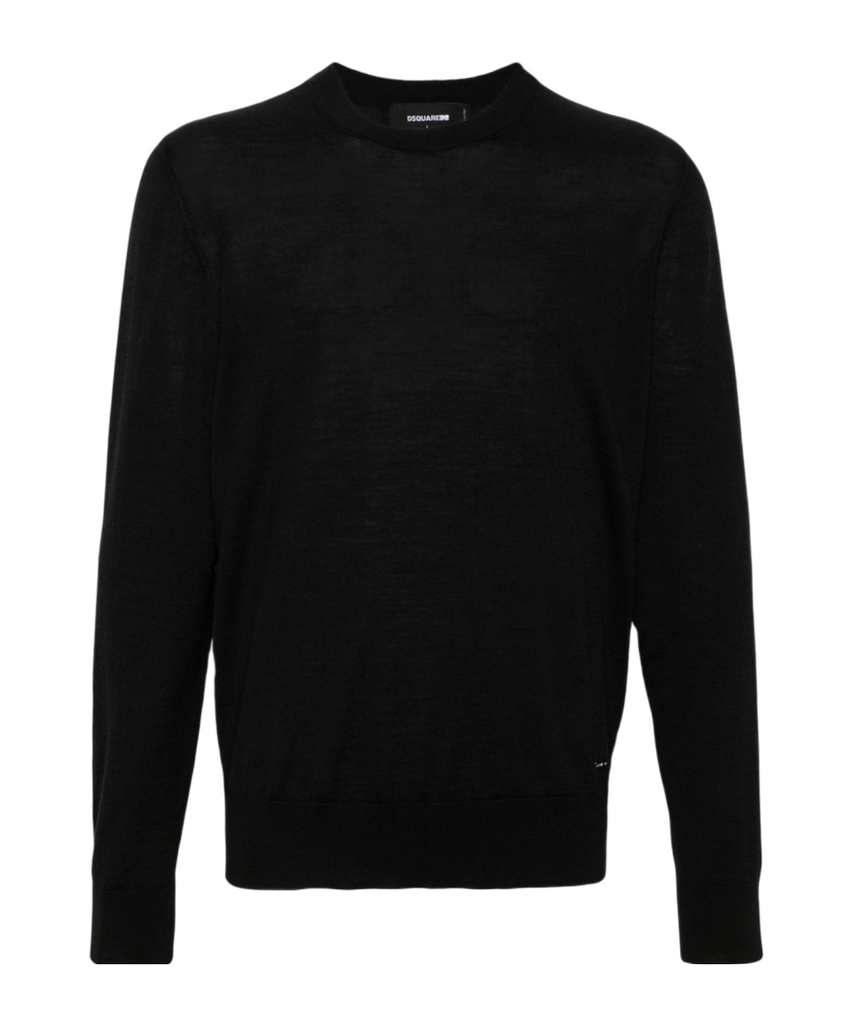Dsquared2 Logo-plaque Fine-knit Jumper In Black