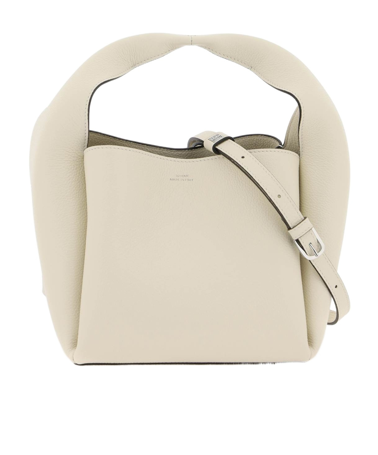 Totême Petite Satin Bucket Bag Ecru In Nude
