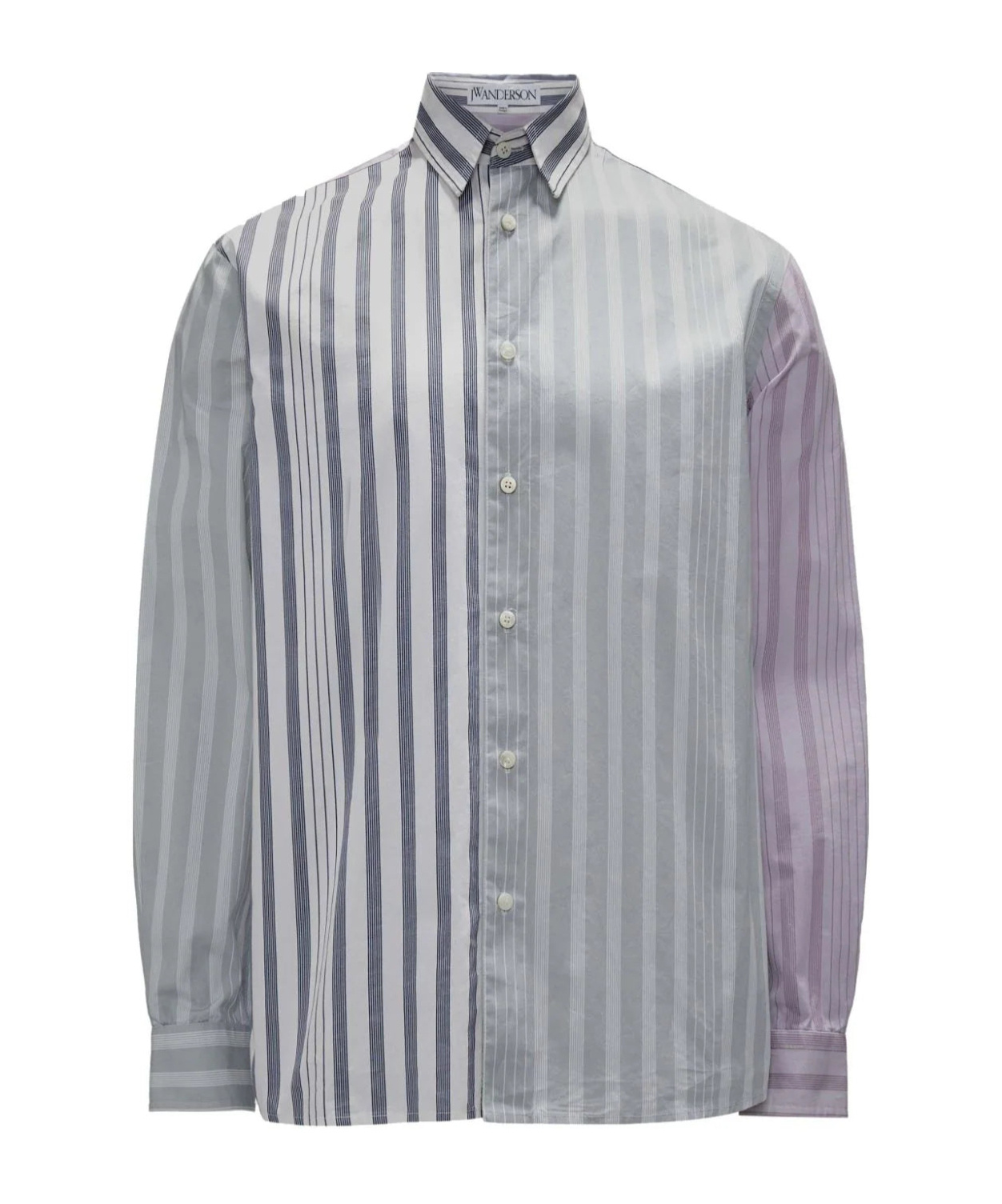 Jw Anderson Striped Cotton Poplin Shirt In Gray