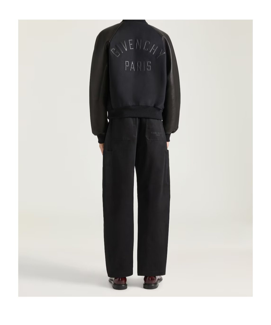 Givenchy Mix Material Blouson With Paris Embroidery In Black