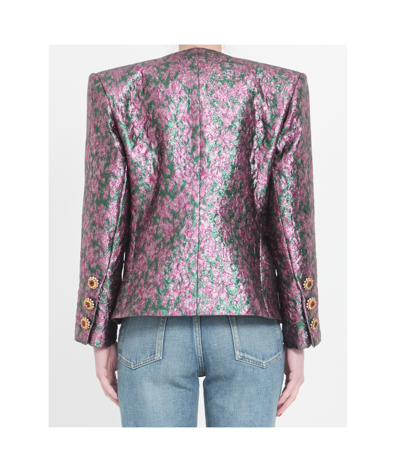 Saint Laurent Embellished Brocade Jacket In Multicolor