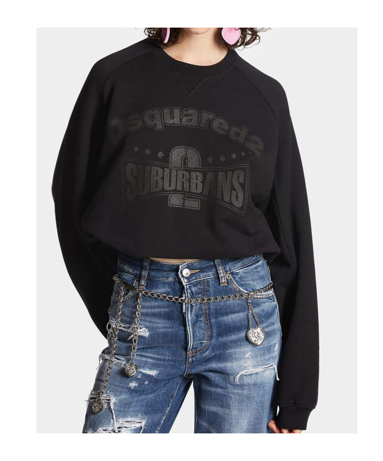 Dsquared2 Graphic-print Cotton Sweatshirt In Black