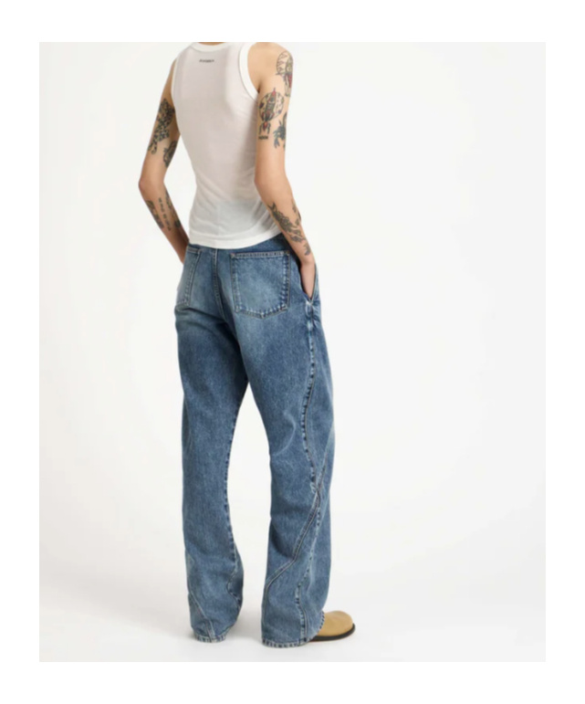 Jw Anderson Womens Twisted Workwear Jeans In Mid Blue In Blue