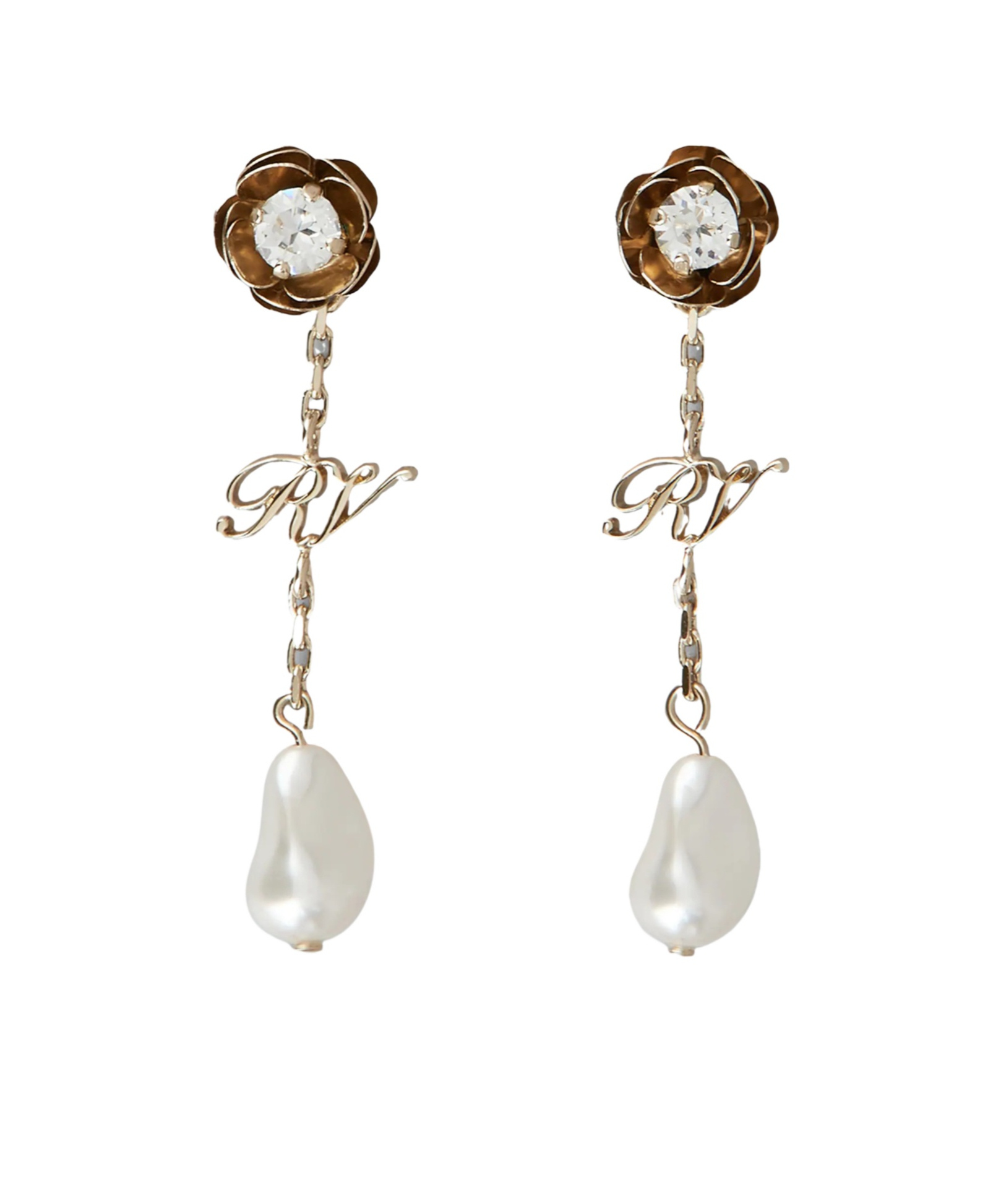 ROGER VIVIER ROSE PEARLS LONG EARRINGS