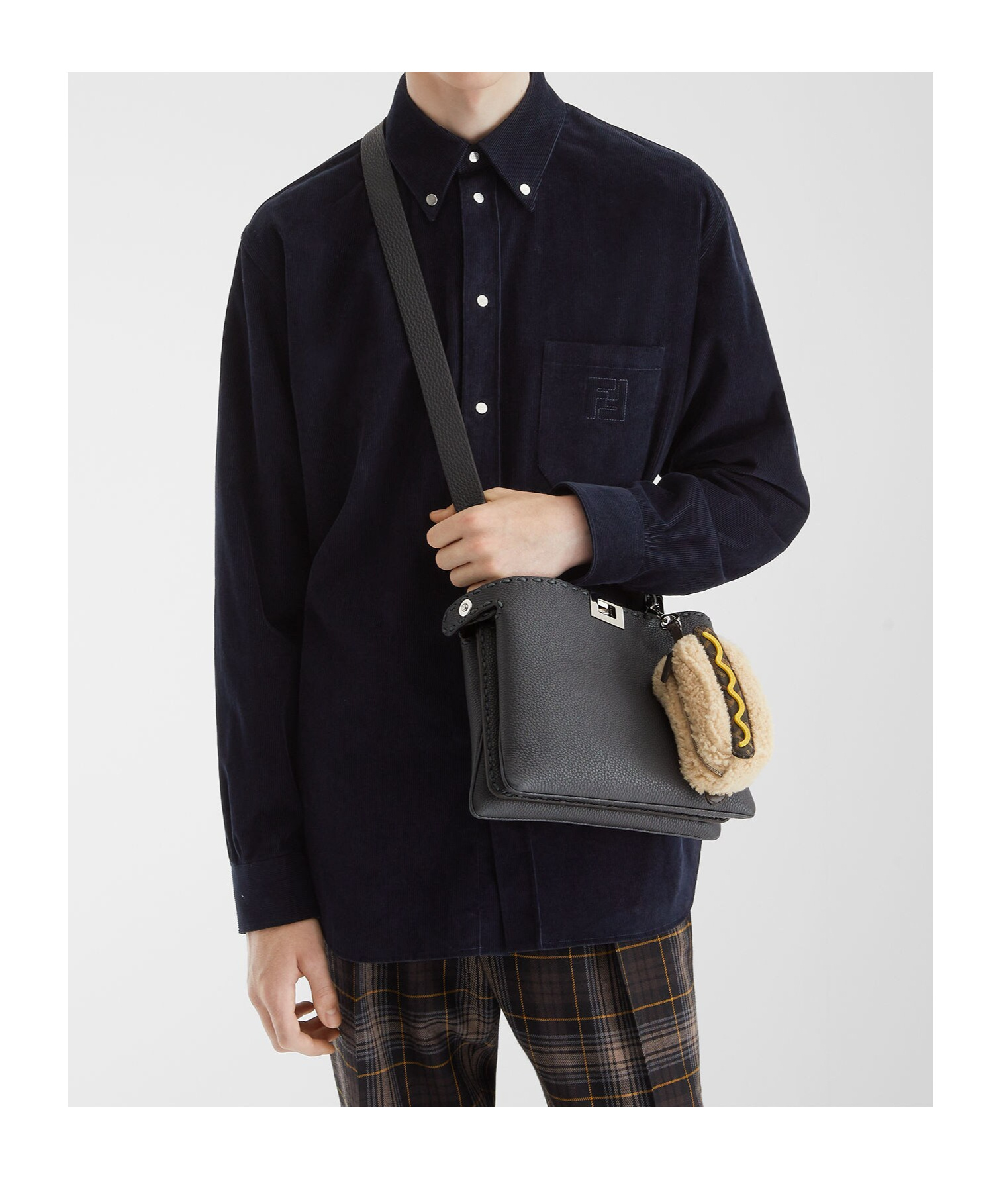 Fendi Corduroy Long-sleeved Shirt In Black