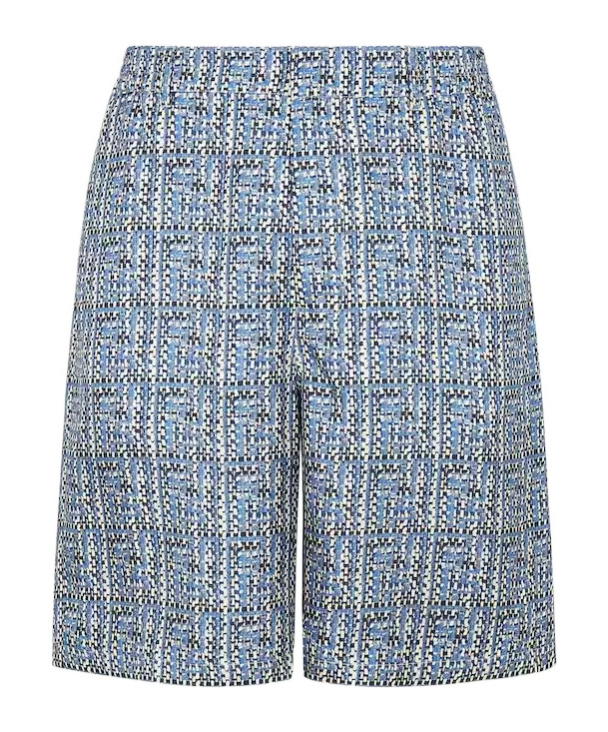 Fendi Short Trousers In Blue Ff Silk In Blue