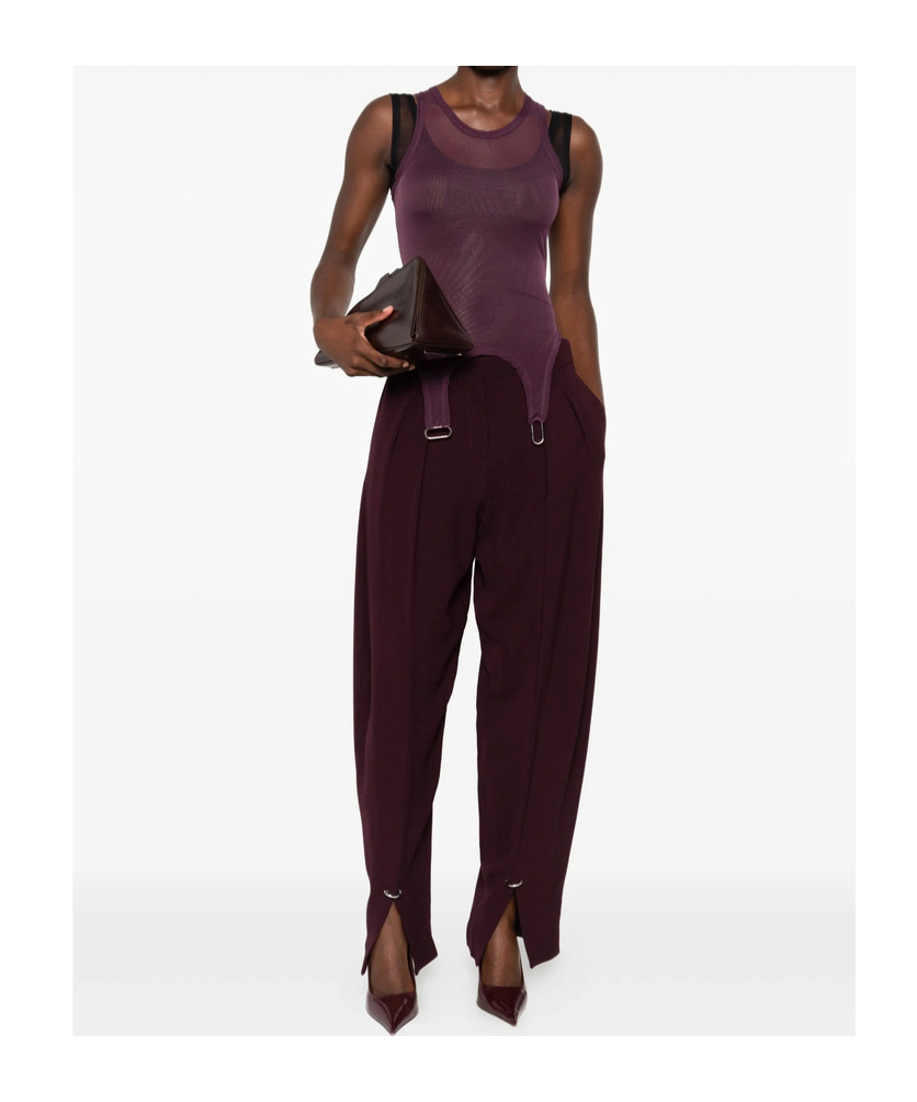 Mugler Semi-transparent Layered Jumpsuit In Brown