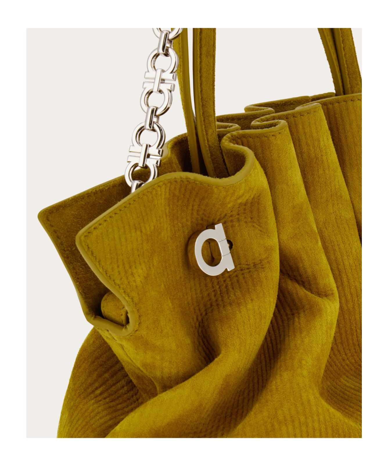 Ferragamo Soft Suede Shoulder Bag In Yellow