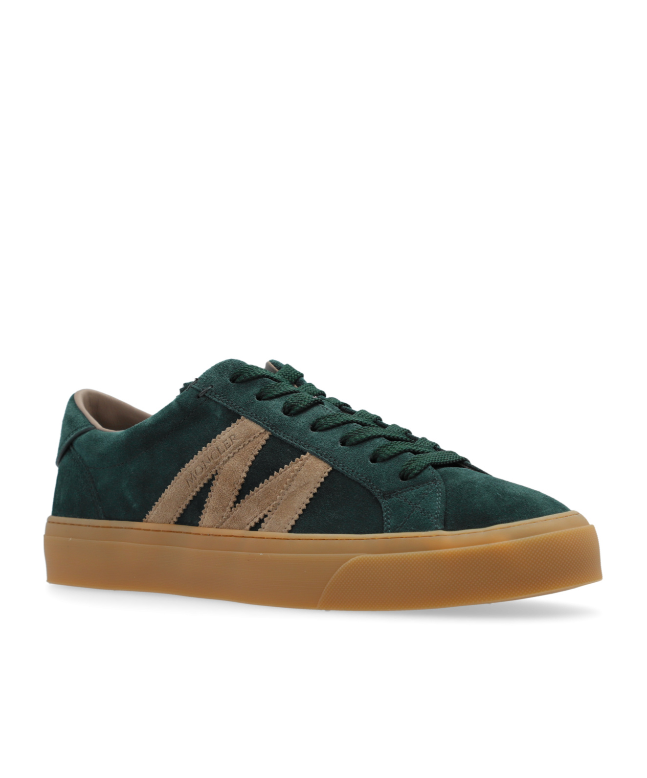Moncler Suede Monaco Low-top Sneakers In Green