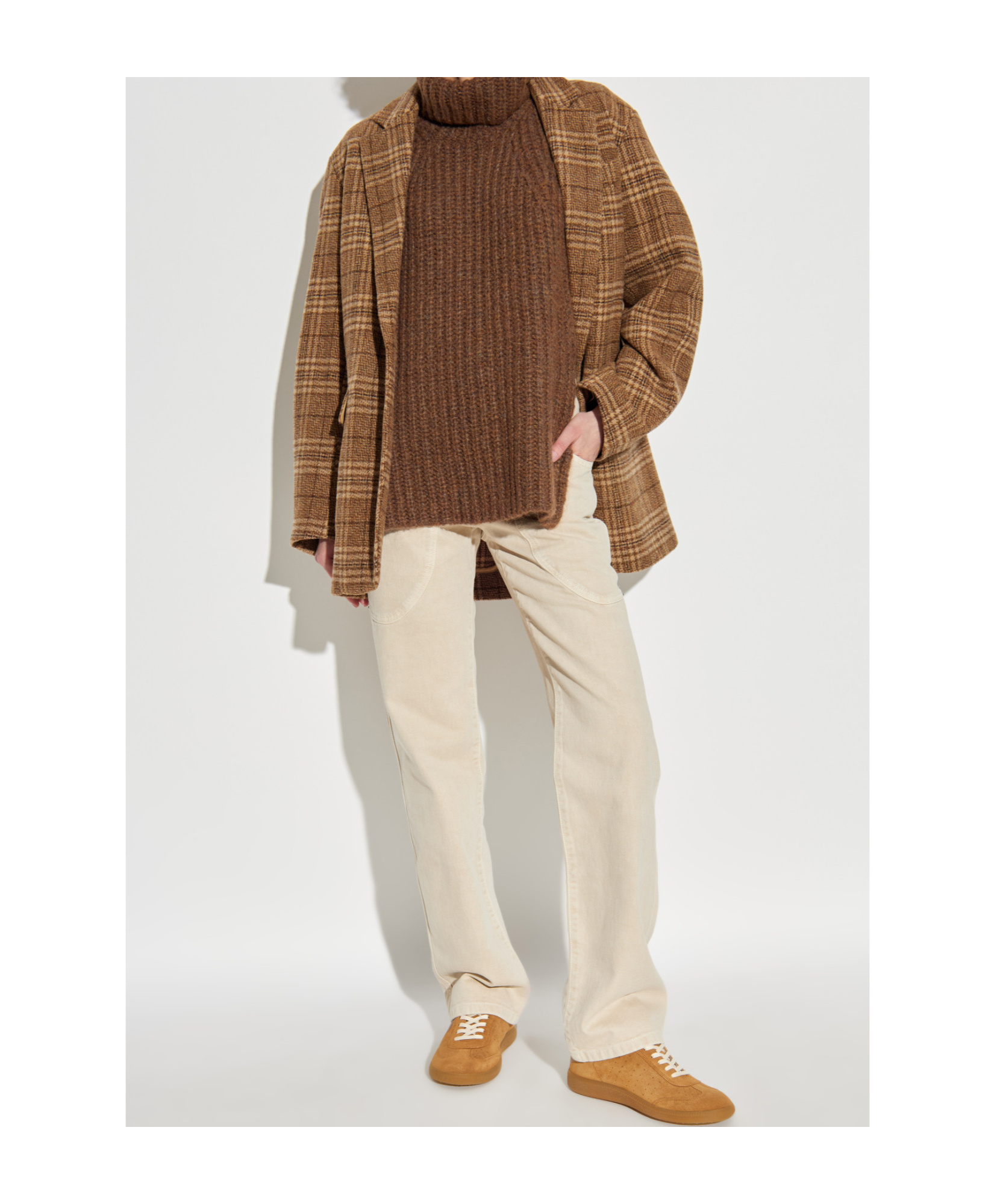 Isabel Marant Étoile Limiza Checkered Wool Coat In Brown