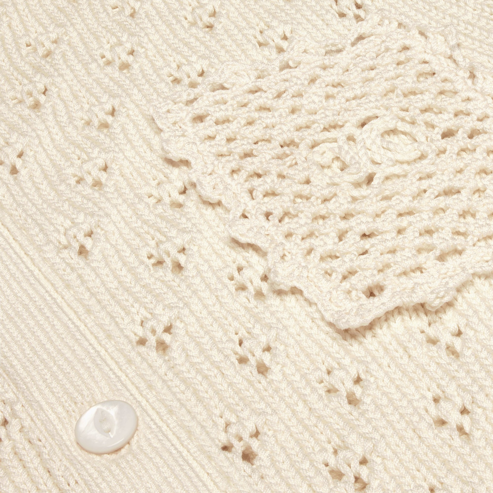 Celine Trimphe Embroidered Short Cardigan In Off White
