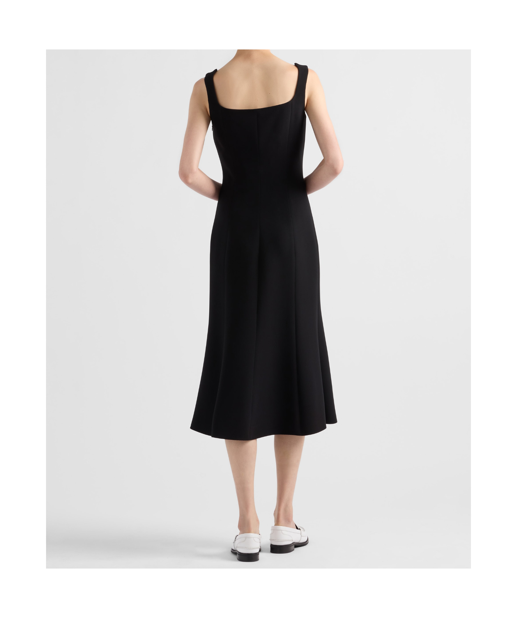 Prada Cady Midi Dress In Black