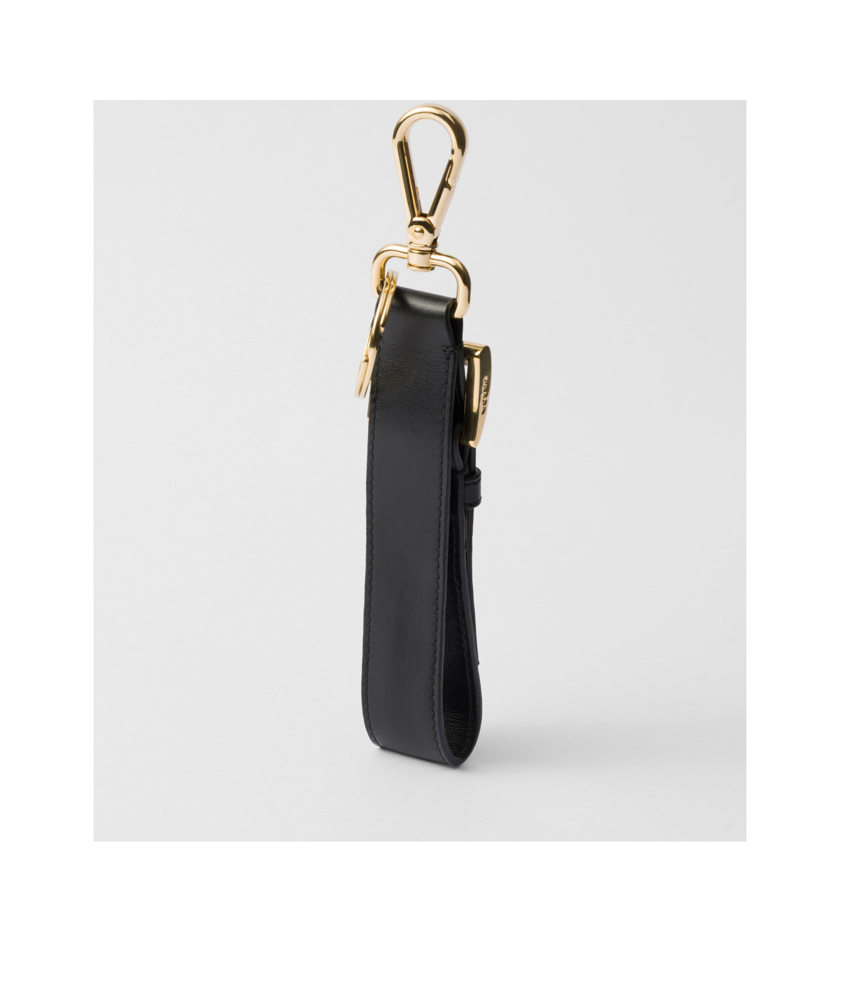 Prada Leather Key Ring In Schwarz