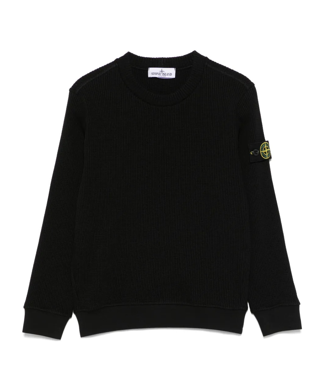 Stone Island Waffle-texture Sweater In Black