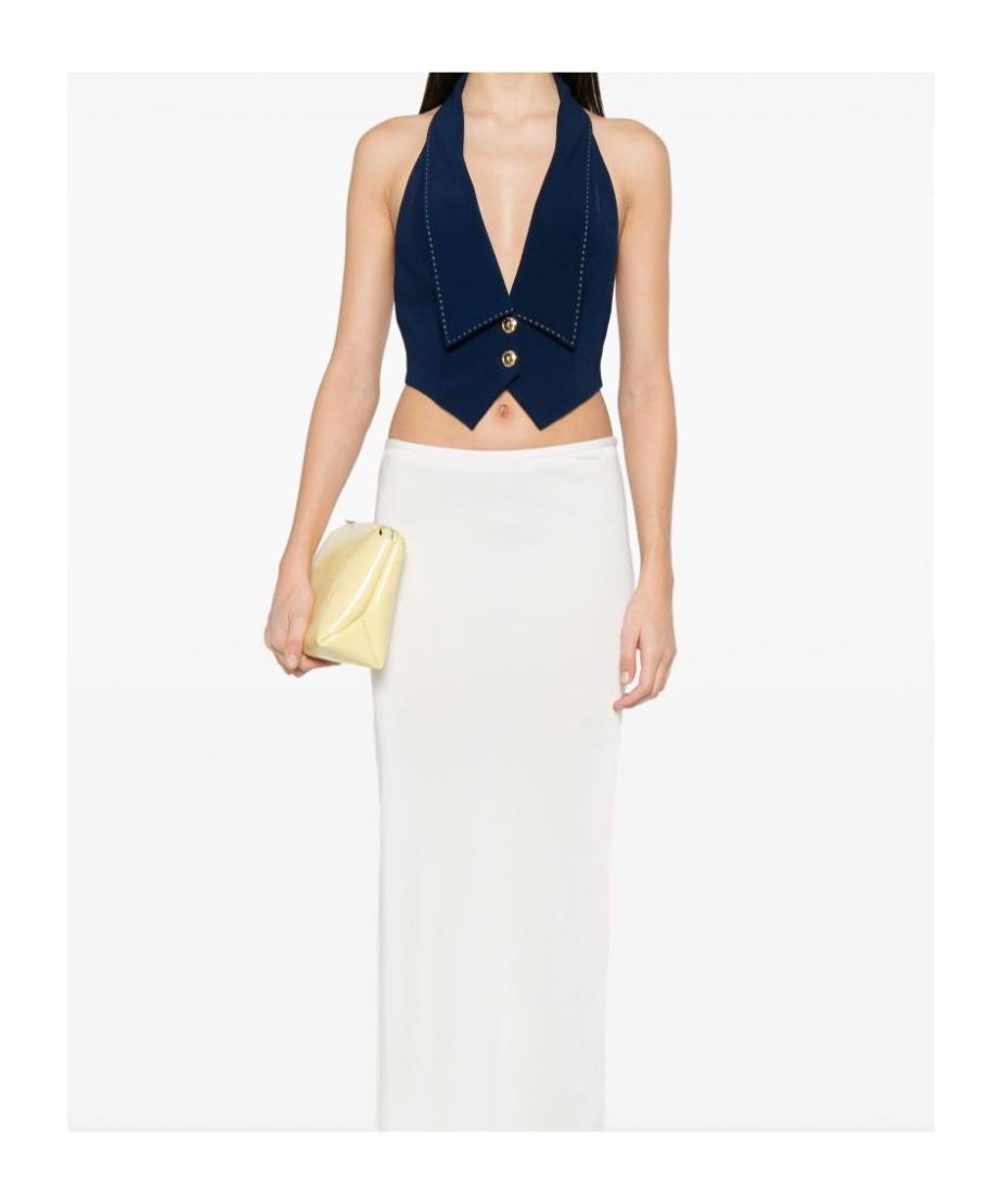Shop Elisabetta Franchi V-neck Waistcoat In Blue