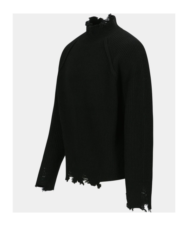 Andersson Bell Roghen Distressed Turtleneck Sweater In Black