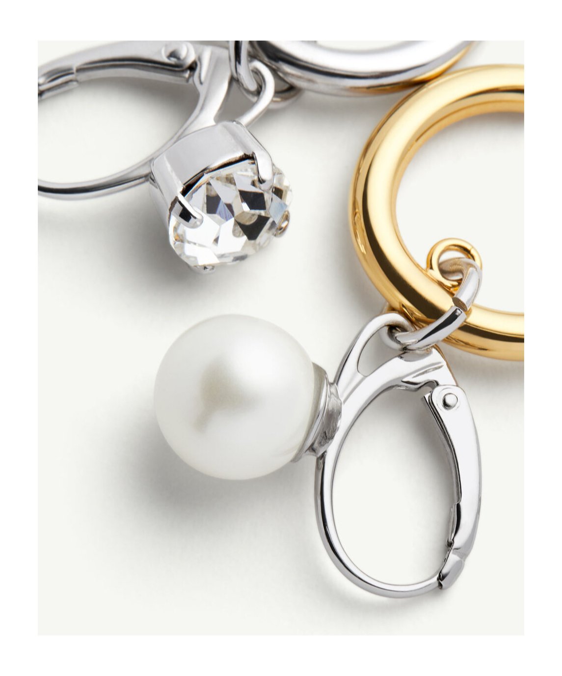 Mm6 Maison Margiela Mixed Metal Pendant Earrings With Pearl And Crystal In White