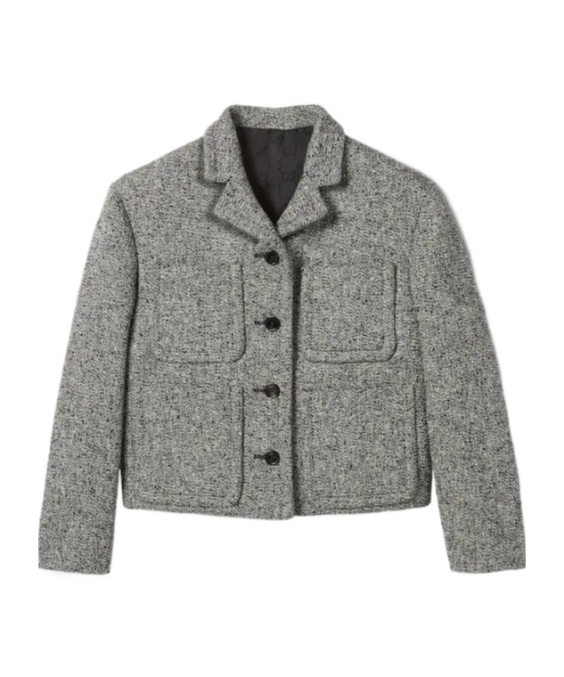 Gucci Double Cotton-wool Mouliné Jacket In Gray