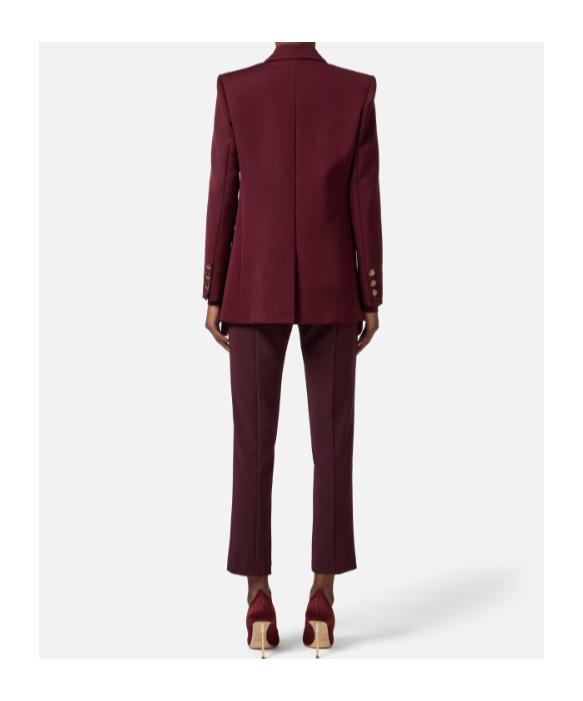Elisabetta Franchi Jewel-button Double-breasted Jacket In Red