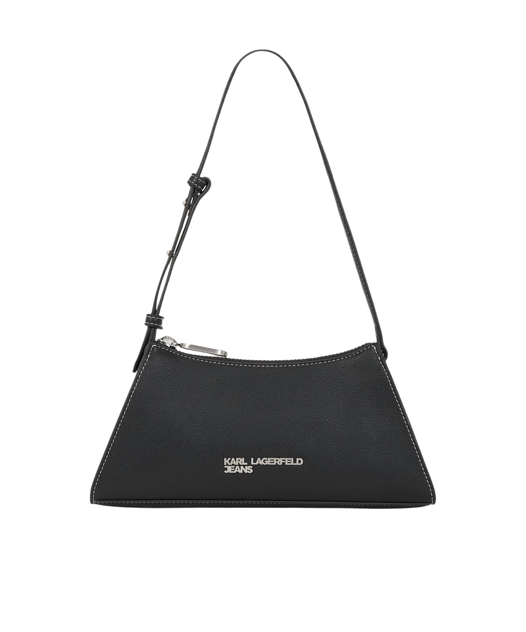 Karl Lagerfeld Zip-detail Curved Shoulder Bag In Black