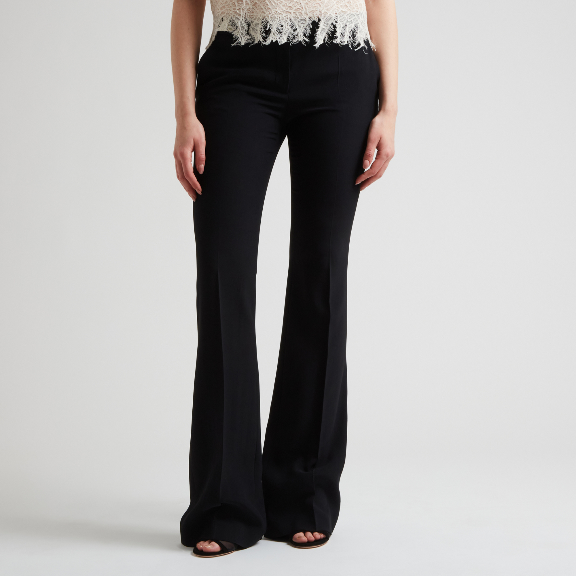 Alexander Mcqueen Casual Flared Leg Trousers With Belt Loops In Black
