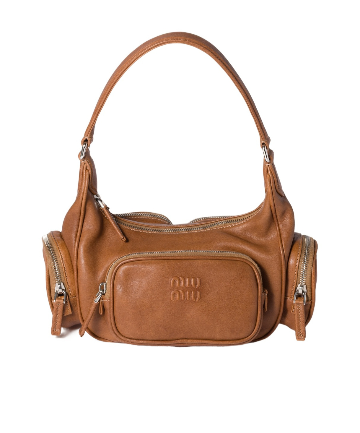 Miu Miu Pocket Nappa Leather Bag In Brown