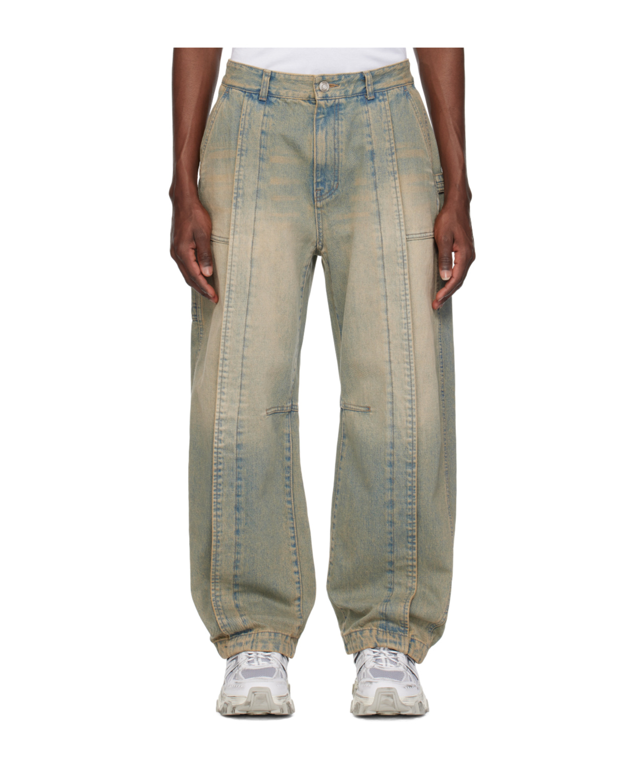 Juunj Juun. J Washed Curved-seam Wide Jeans In Nude