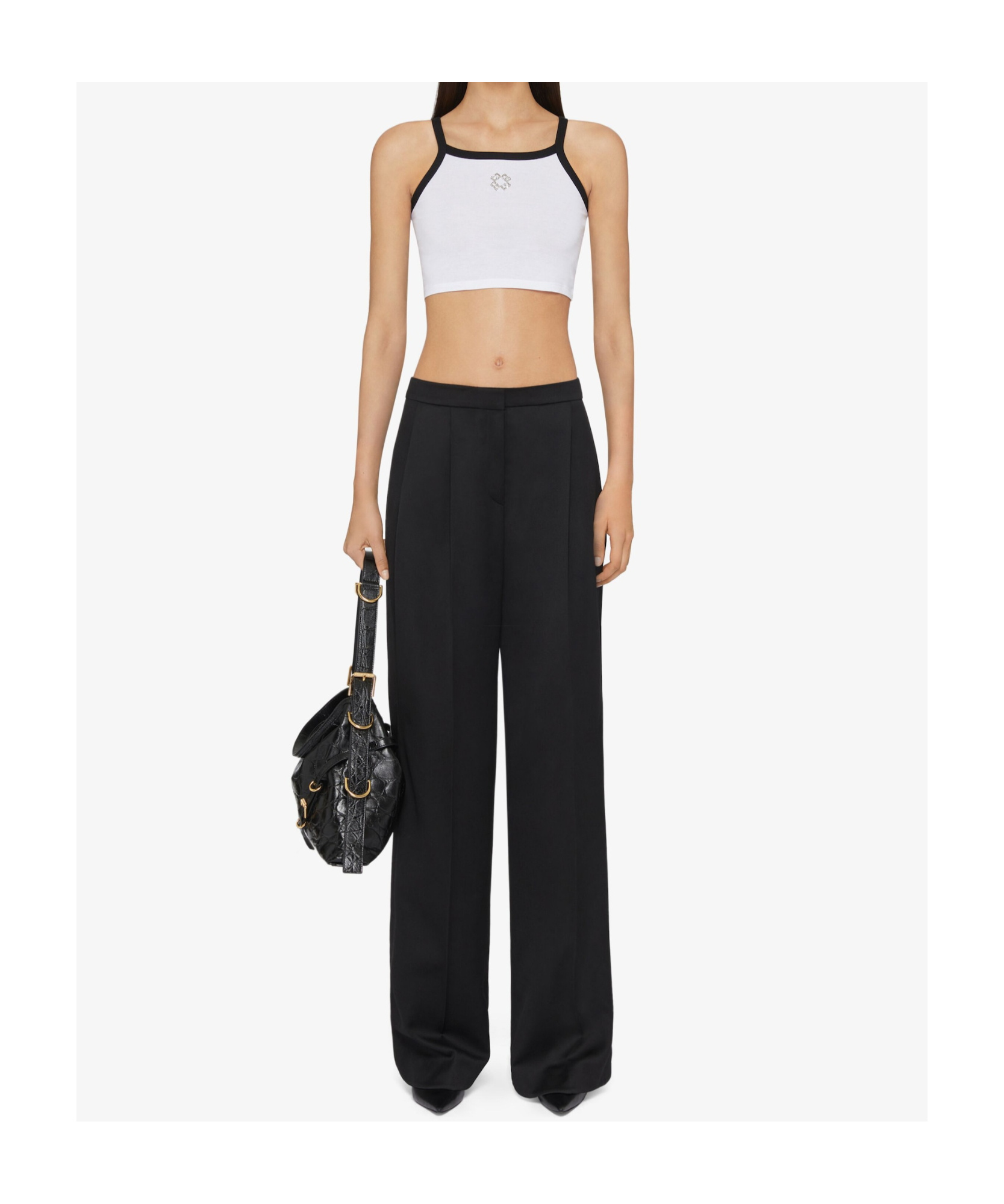 Givenchy Cropped Tank Top In Cotton And Crystals With 4g Detail In White