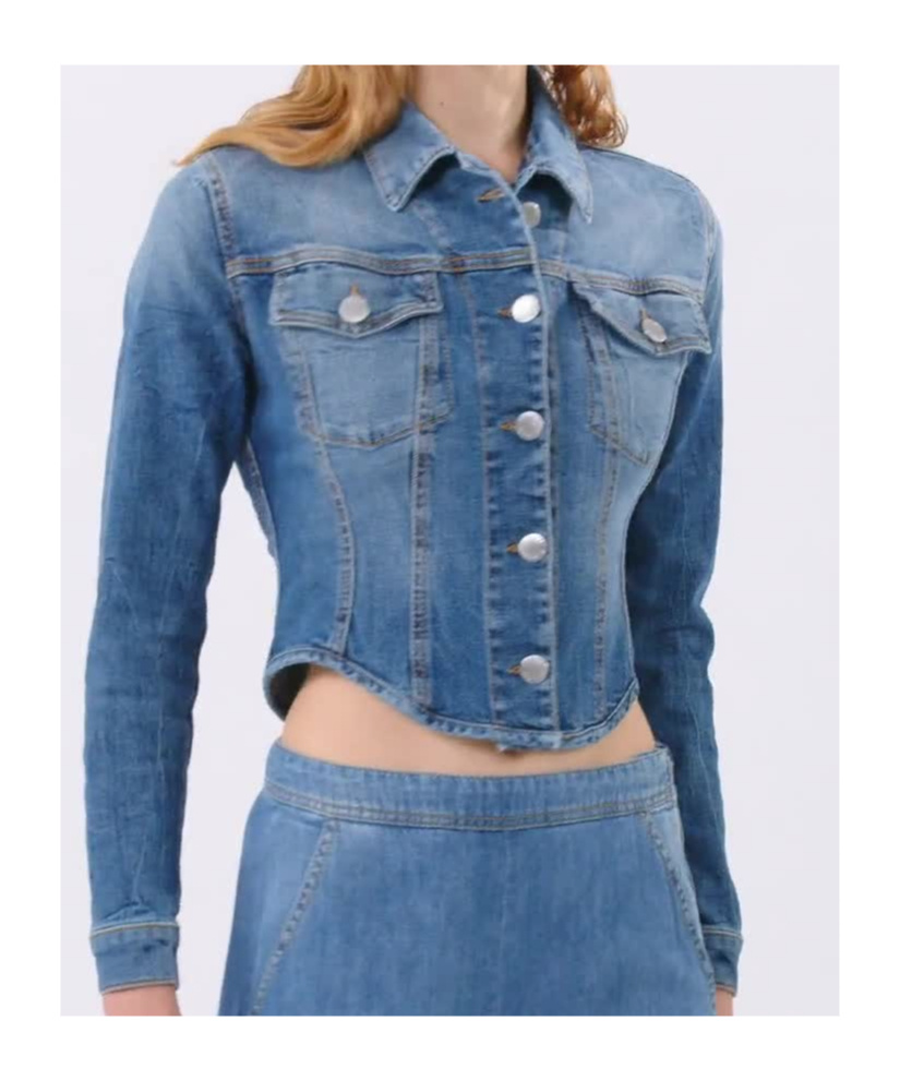 Pinko Indigo Denim Bustier Jacket In Indigo