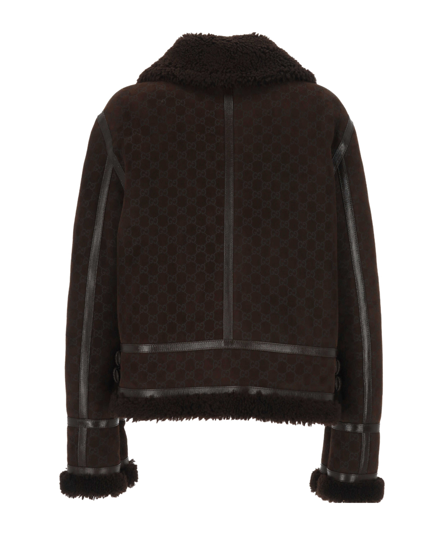 Gucci Long-sleeved Leather Jacket In Brown