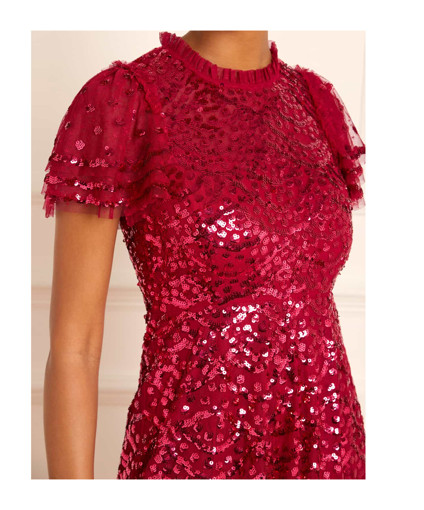 Needle & Thread Decorative Polka Dot Ankle Dress Skirt In Red