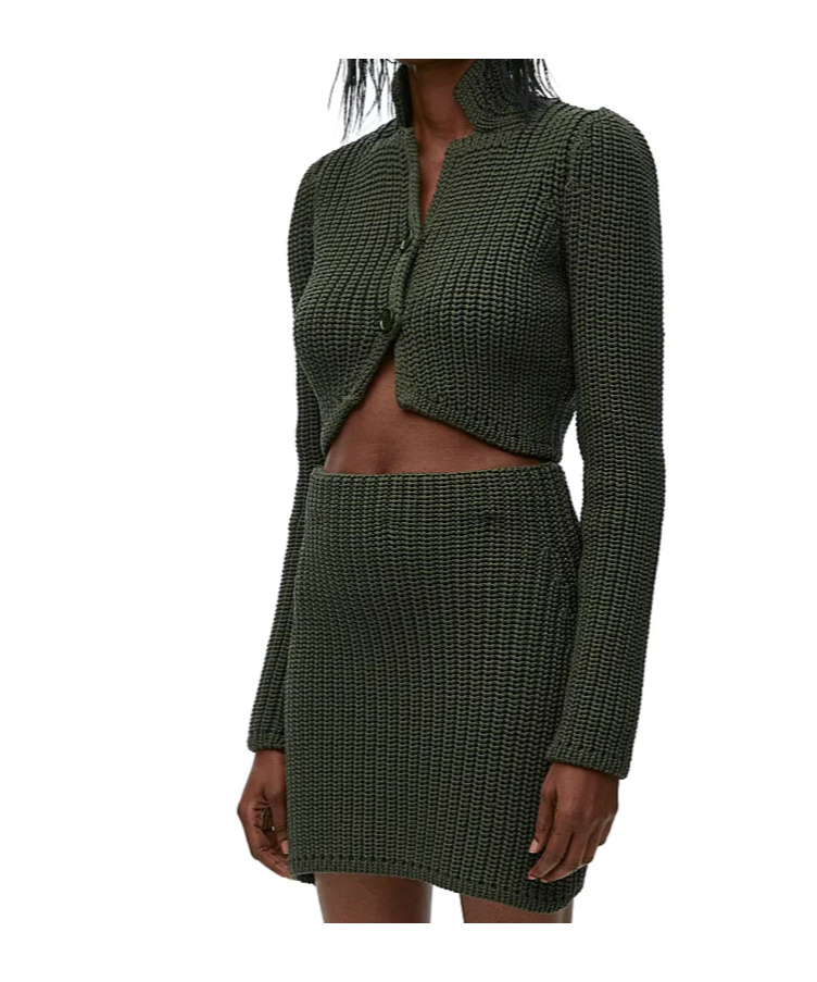 Loewe Cropped Cardigan In Technical Knit In Green