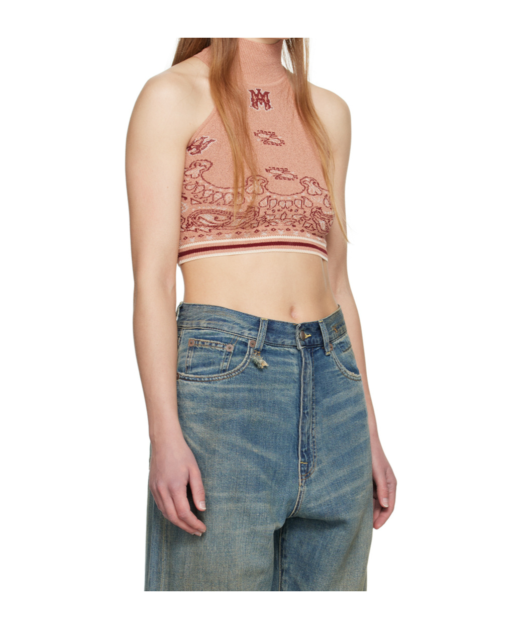 Amiri Pink Bandana Tank Top In Nude