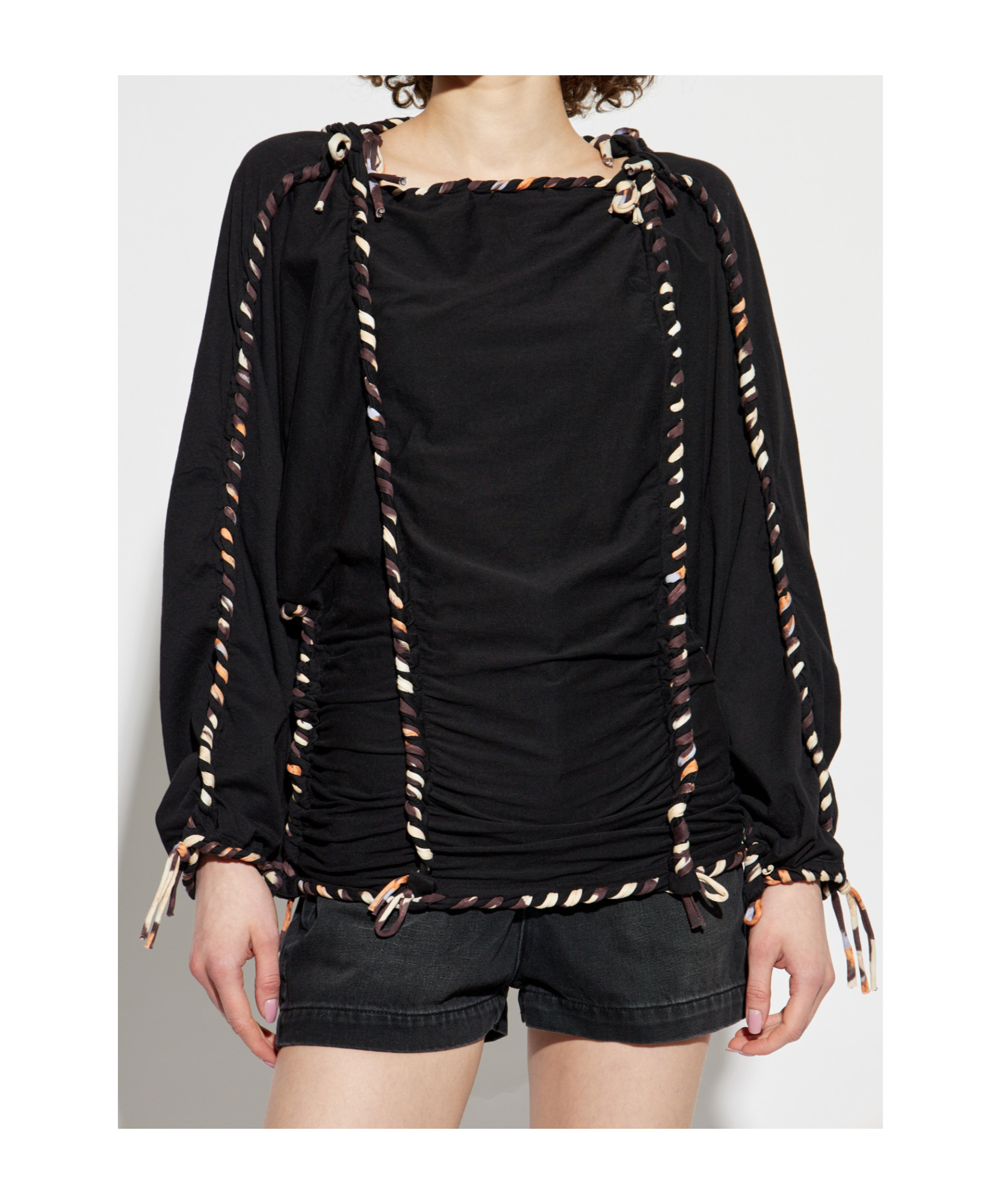 Isabel Marant Zaolia Twisted Cotton Top In Black