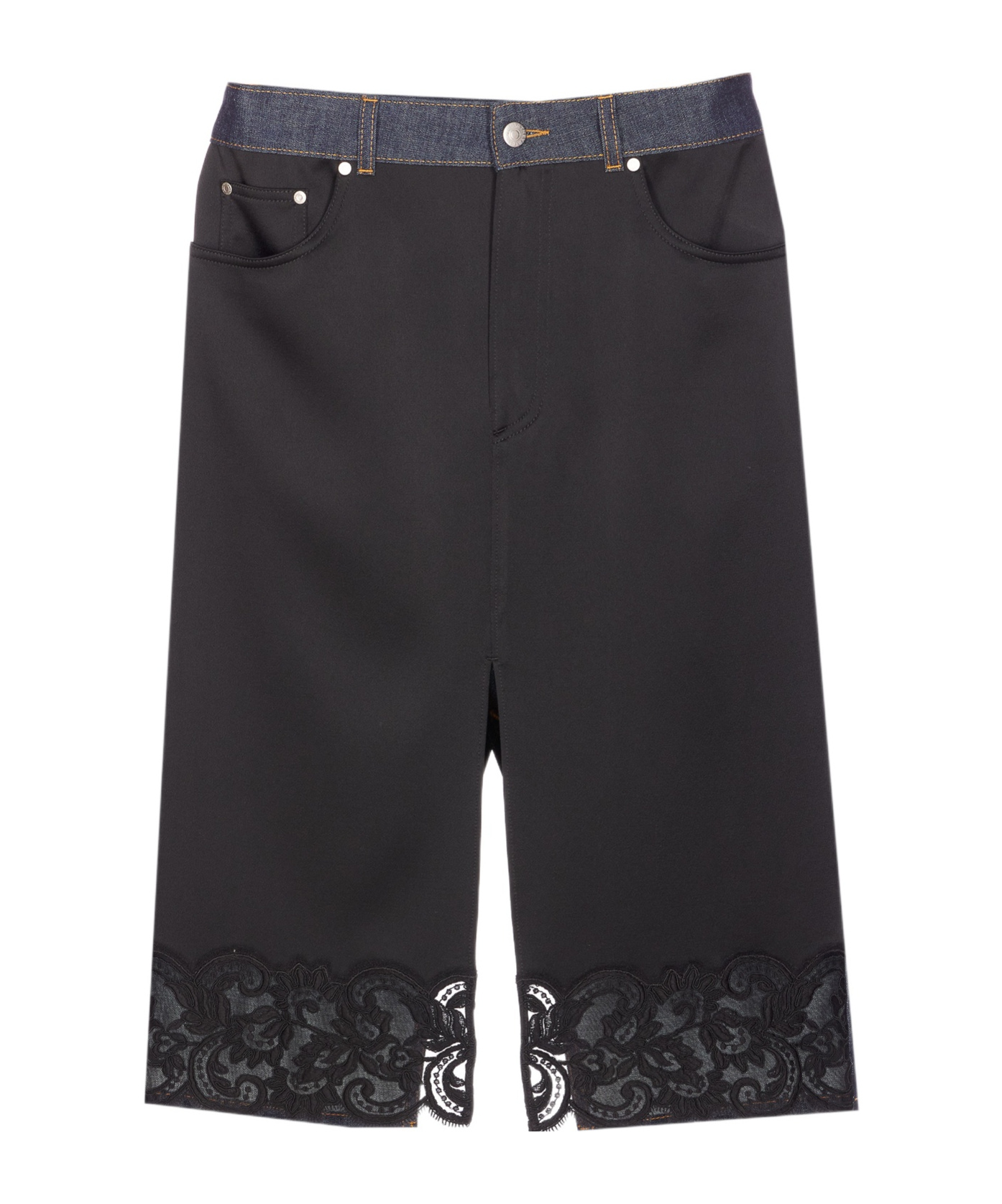 Stella Mccartney Lace Panelled Skirt In Black