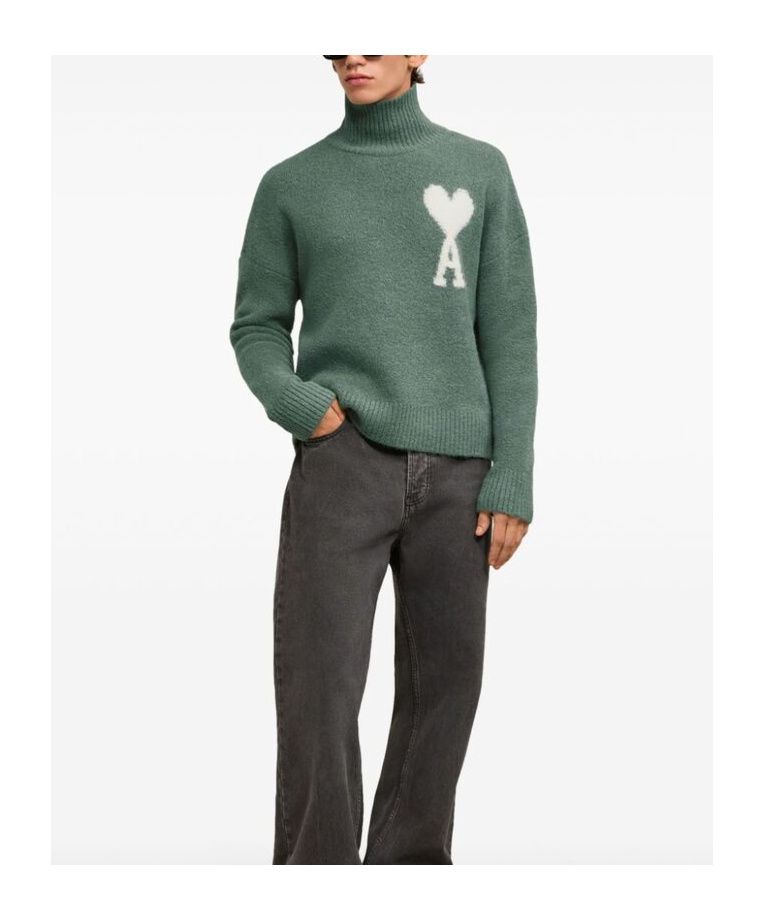 Ami Alexandre Mattiussi Long-sleeved Sweater In Green