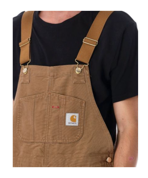Carhartt Wip Bib Logo Patch Overalls In Brown