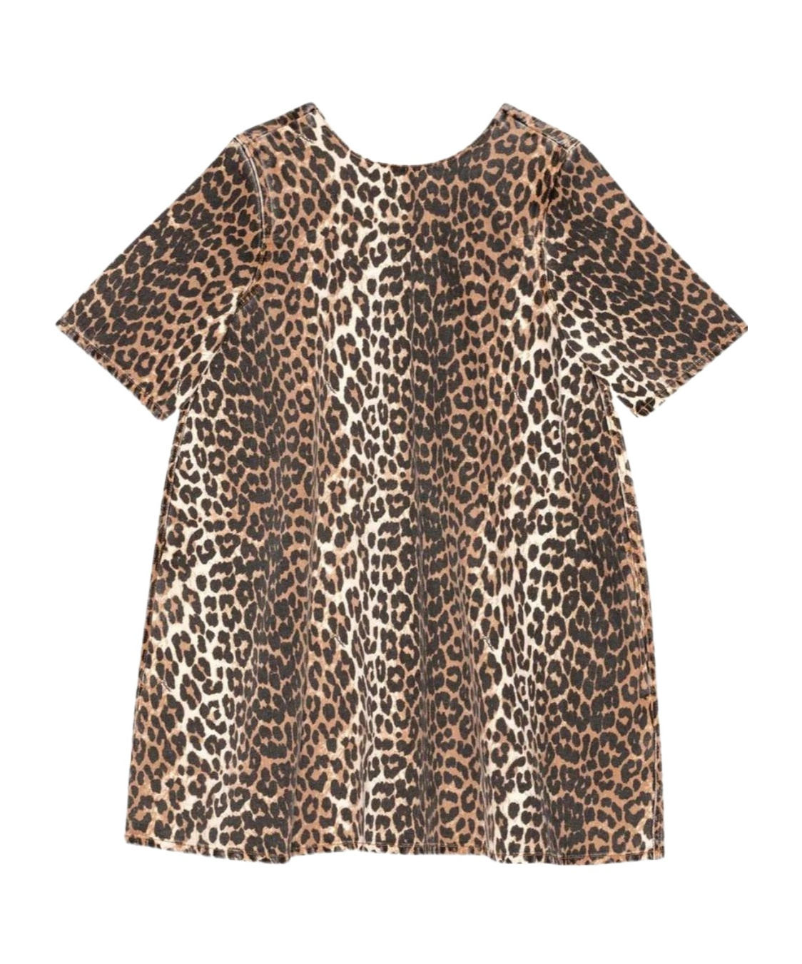 Ganni Leopard Print Dress In Brown